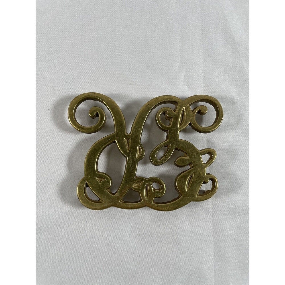 Vintage Small William and Mary Brass Trivet Footed Hot Plate Williamsburg
